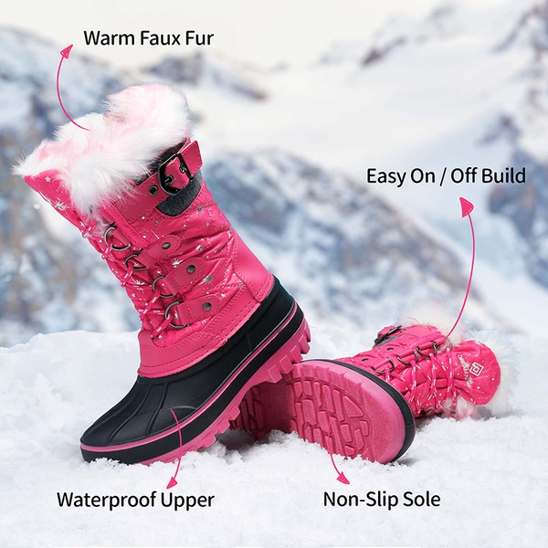 Kids Waterproof Snow Boots - FUCHSIA - 3